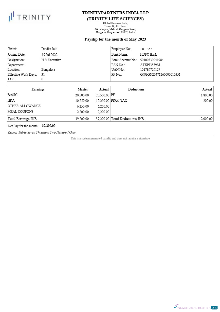 Download Trinitypartners India real estate payslip template in Word and PDF formats.pdf, 1 Photoshop template